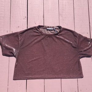 Urban outfitters purple velvet crop top shirt